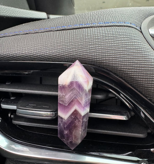 Amethyst Chevron Wand Crystal Car Clip