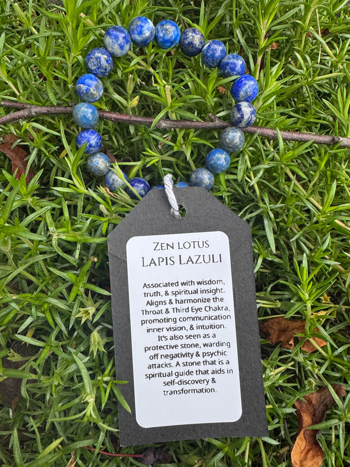 Zen Lotus natural stone crystal healing bracelet on neutral background