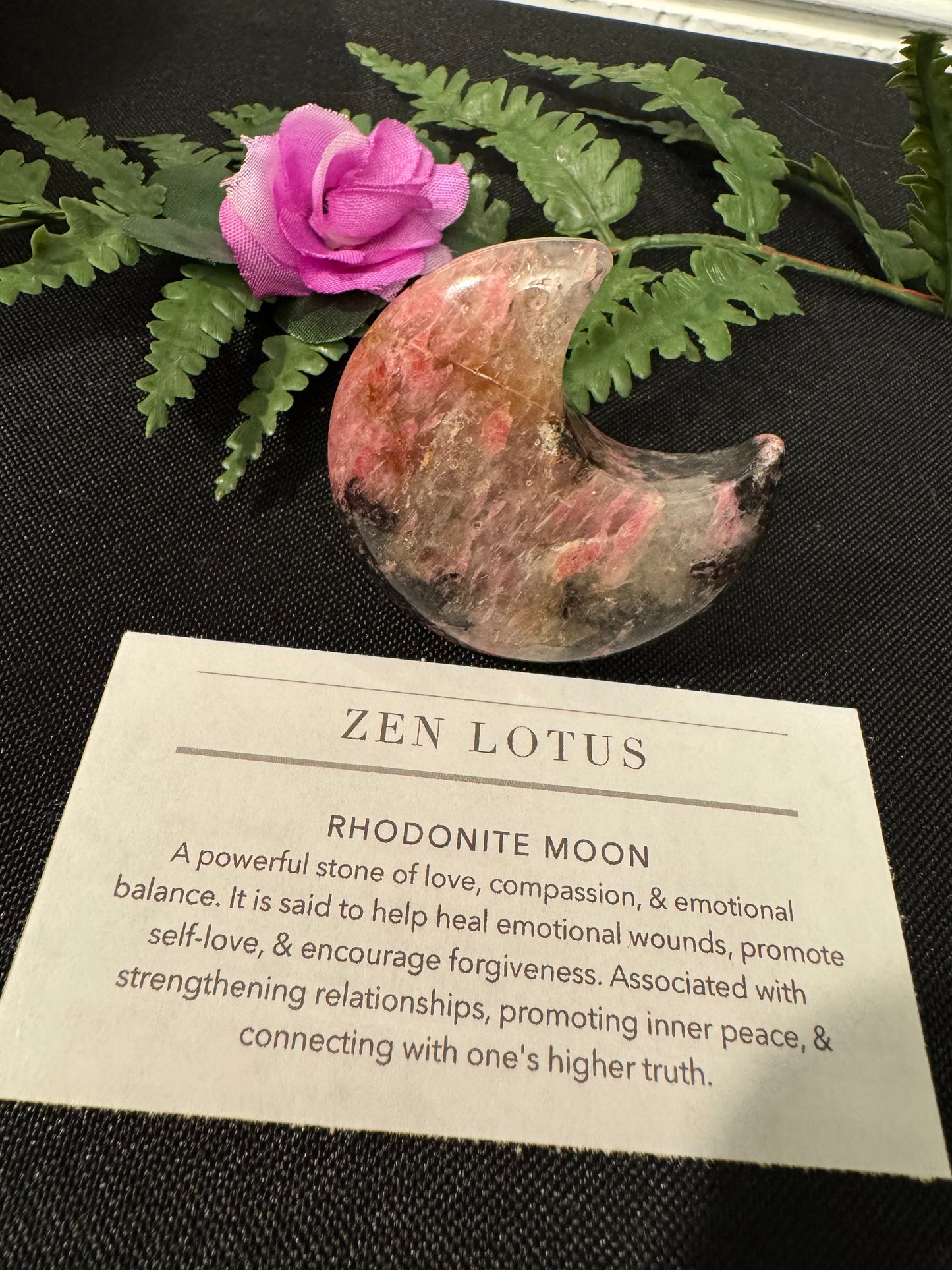 Rhodonite Moon Car Clip