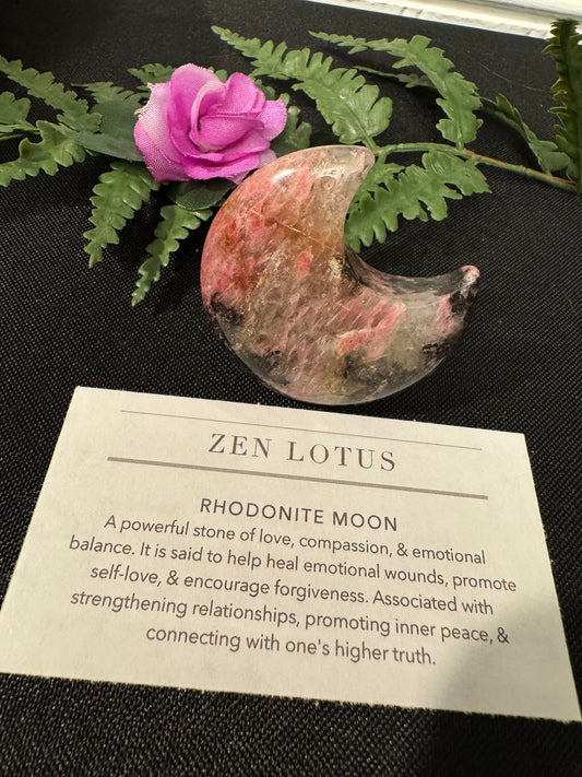 Rhodonite Moon Car Clip