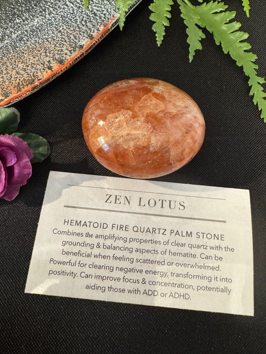Hematoid Fire Quartz Palm Stone