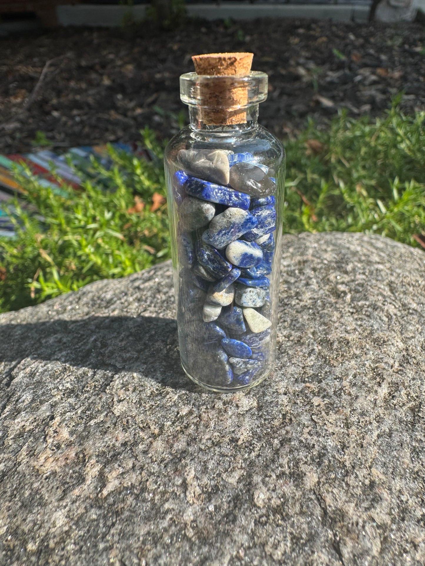 Crystal Wishing Bottle- Lapis Lazuli Natural Stone Chips