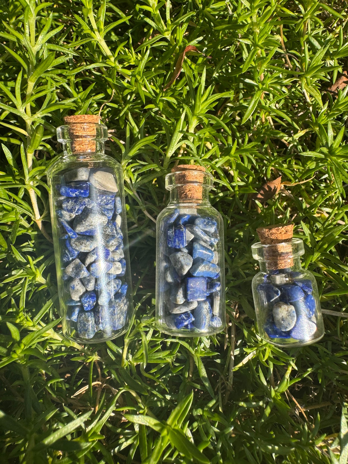 Crystal Wishing Bottle- Lapis Lazuli Natural Stone Chips