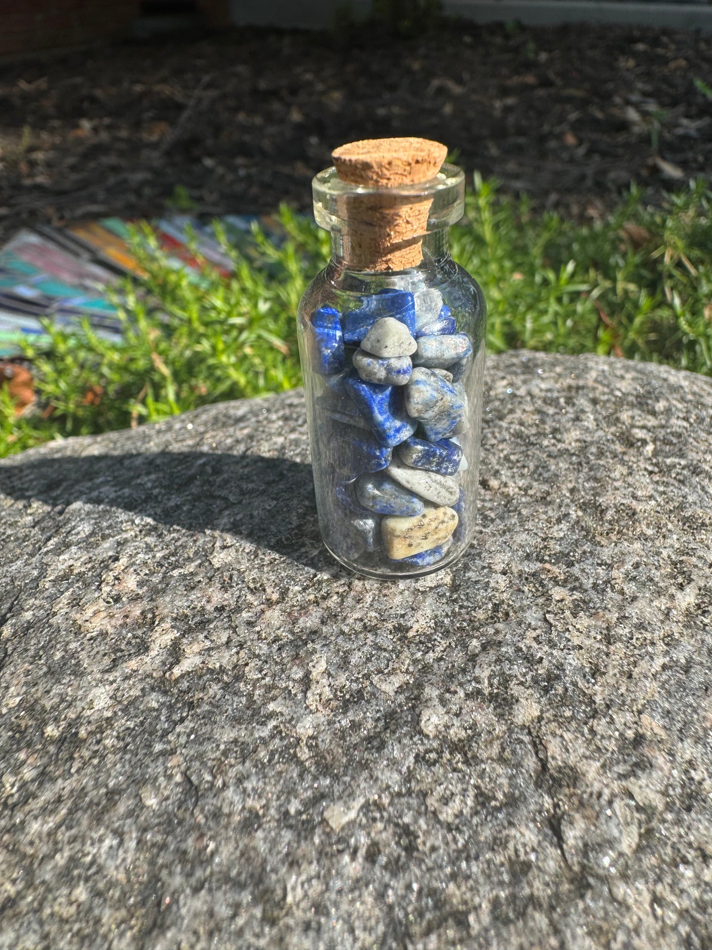Crystal Wishing Bottle- Lapis Lazuli Natural Stone Chips