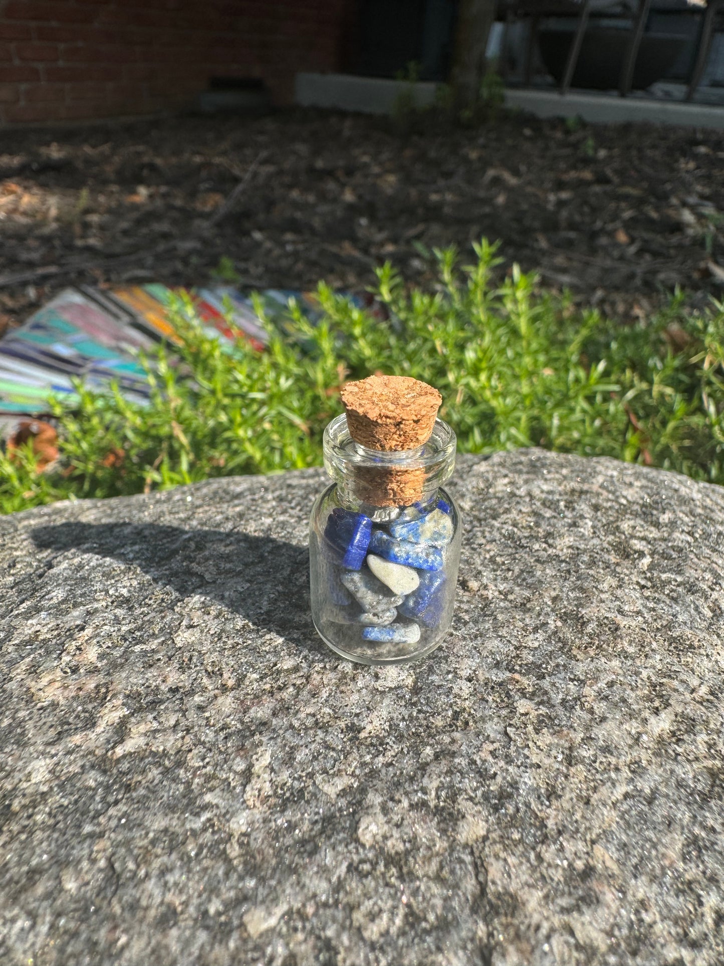 Crystal Wishing Bottle- Lapis Lazuli Natural Stone Chips