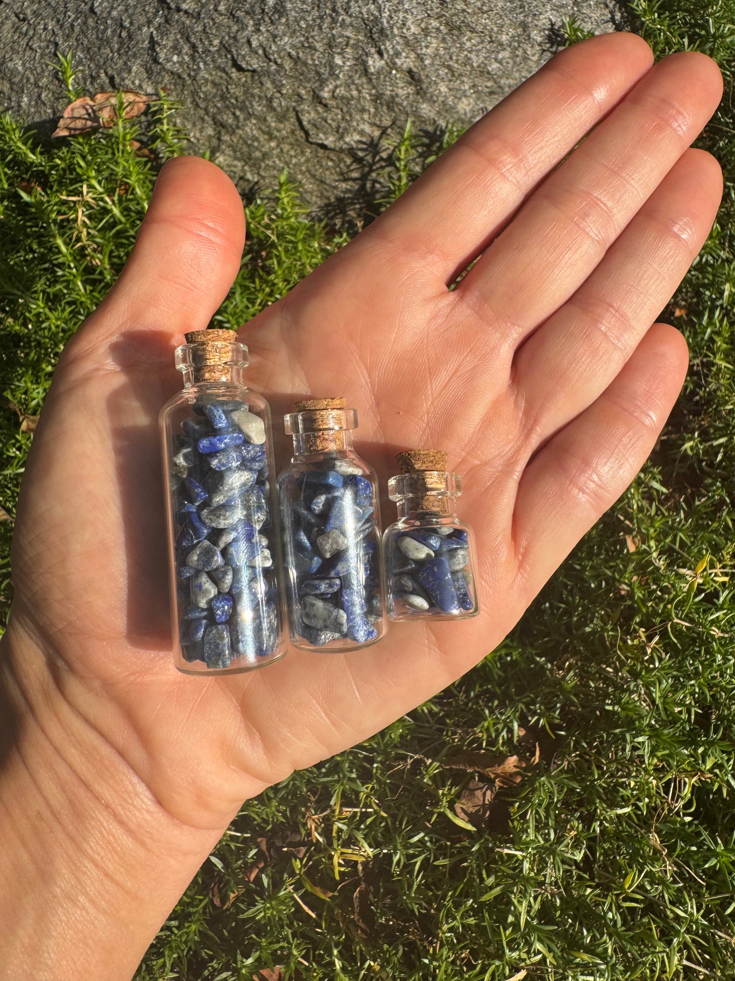 Crystal Wishing Bottle- Lapis Lazuli Natural Stone Chips