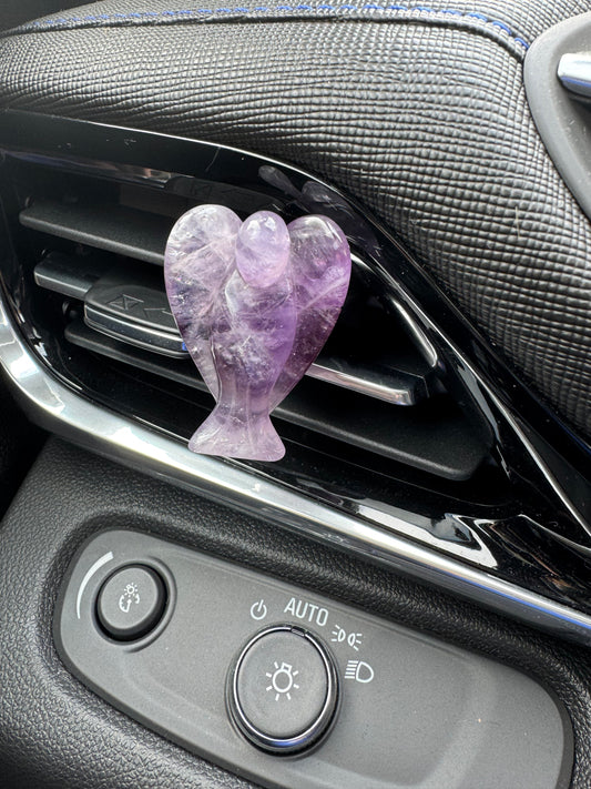 Angel Natural Amethyst Crystal Car Clip