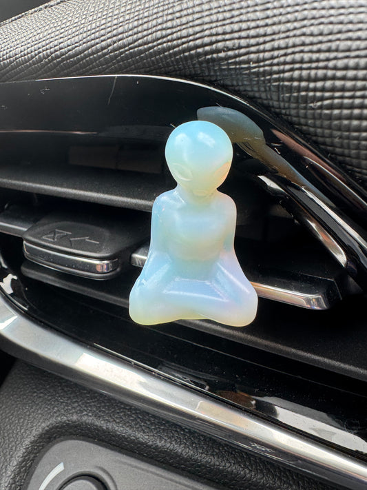 Alien Meditating Crystal Car Clip