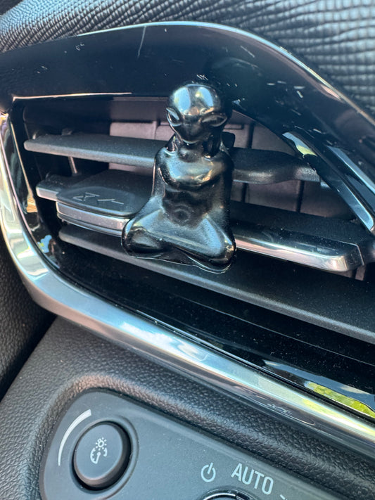 Alien Meditating Crystal Car Clip