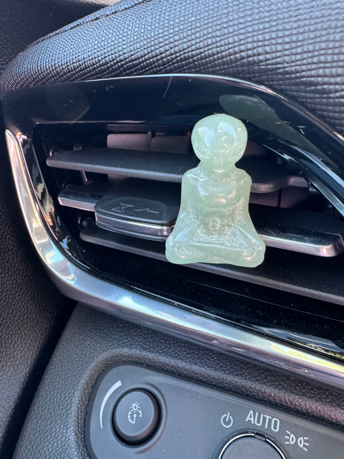 Alien Meditating Crystal Car Clip