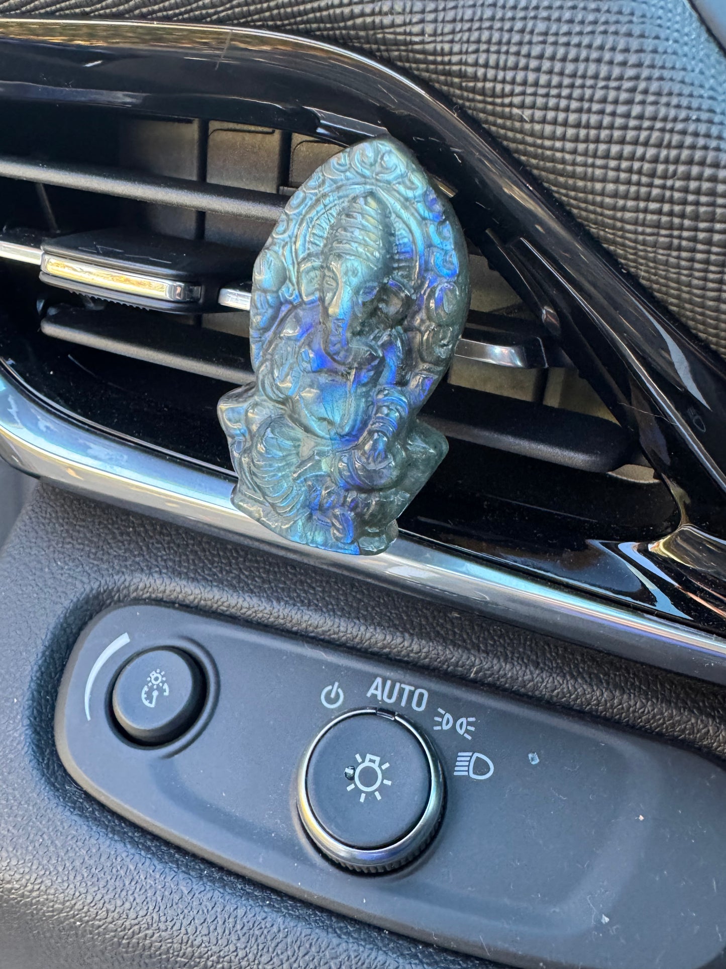 Ganesha Natural Labradorite Crystal Car Clip